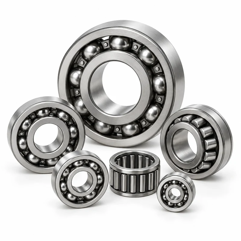Assortment of industrial ball and roller bearings