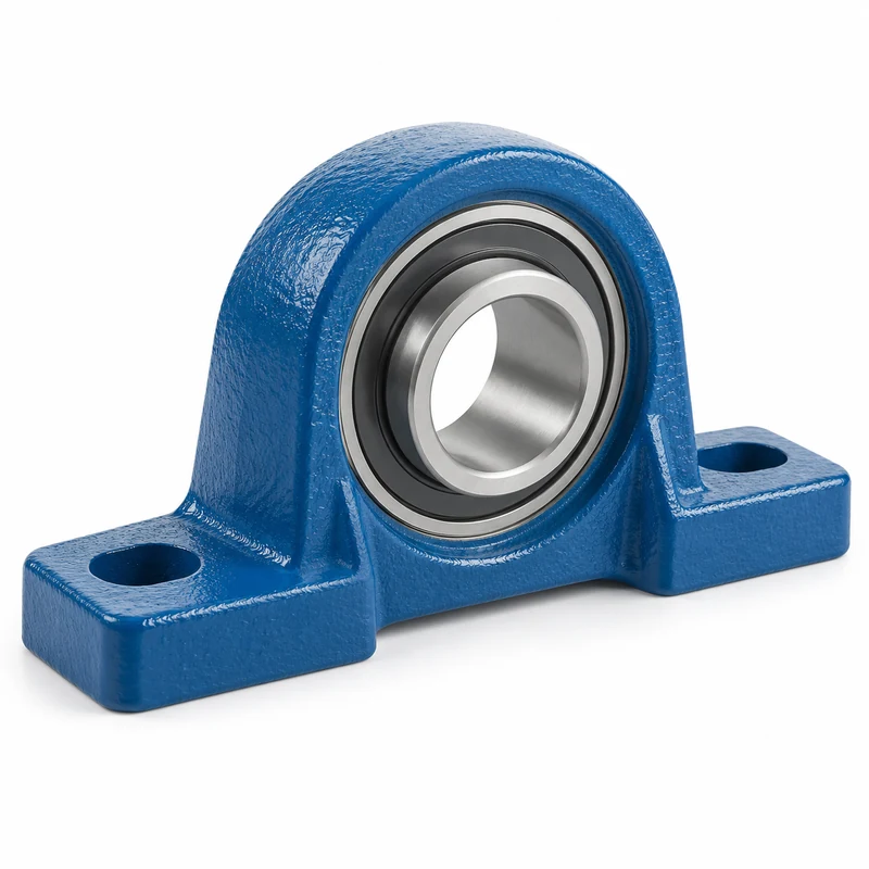 Blue mounted bearing block with metal bearing